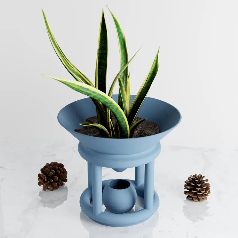 The FUNNEL Planter with Stand and Water Catch for Indoor House Plants - Modern - Original and Innovative Decor - Perfect for Gifting