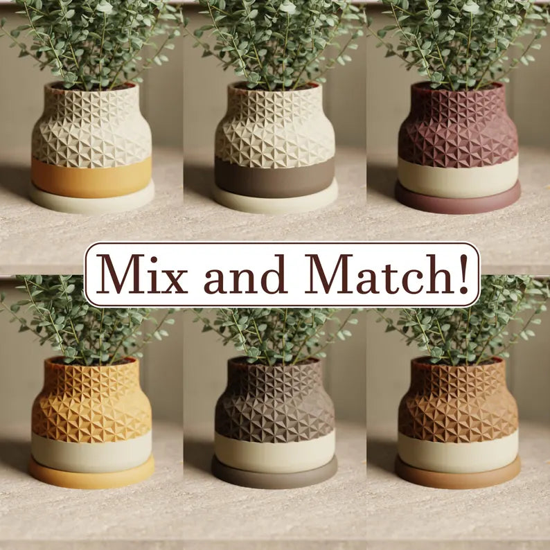 Unique Contemporary Planter, Fathers Day Gift, Modern Plant Lover Pot, Drainage Holes and Drip Tray, ASANOHA Japanese Aesthetic Design